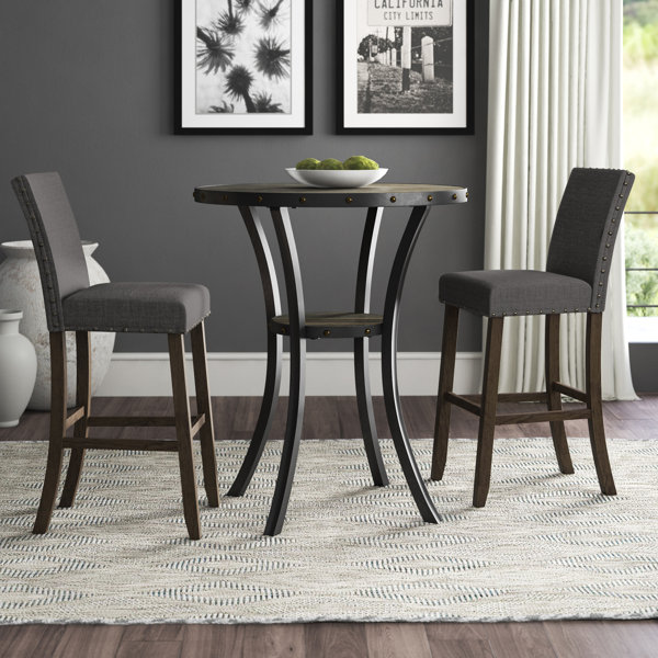 3 piece pub outlet table set gray